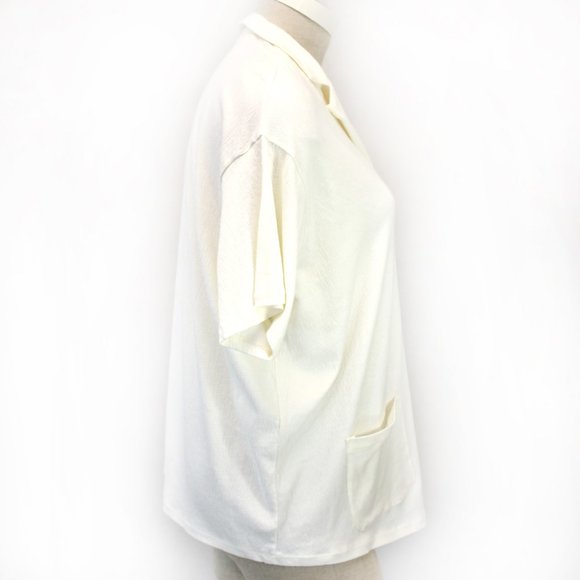 Madewell Plus White Textured Button Down Short Sleeve Cotton Shirt Top Blouse 2X - Picture 11 of 14